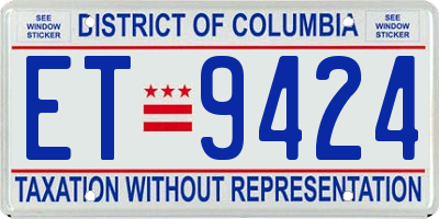 DC license plate ET9424