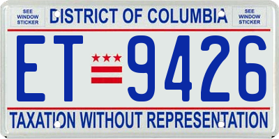 DC license plate ET9426