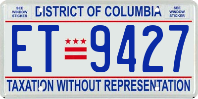 DC license plate ET9427