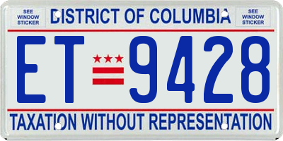 DC license plate ET9428
