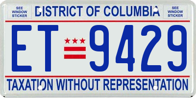 DC license plate ET9429