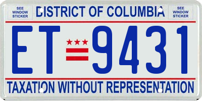 DC license plate ET9431