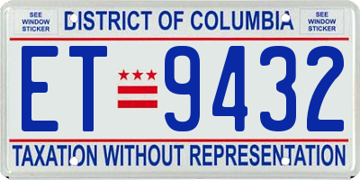 DC license plate ET9432
