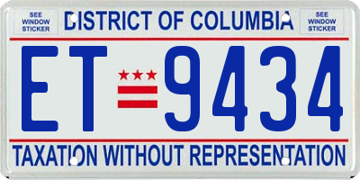 DC license plate ET9434