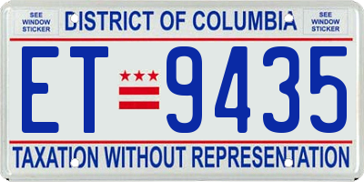 DC license plate ET9435