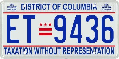 DC license plate ET9436