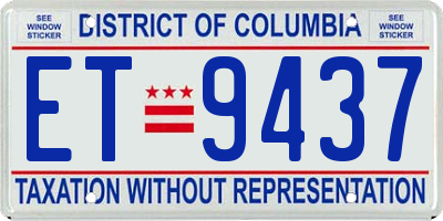 DC license plate ET9437
