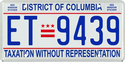 DC license plate ET9439