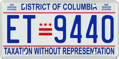 DC license plate ET9440