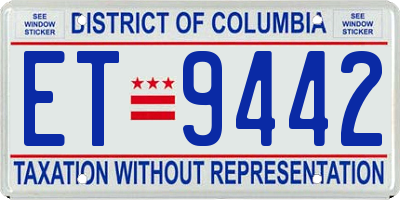 DC license plate ET9442