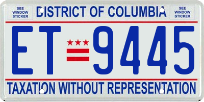 DC license plate ET9445