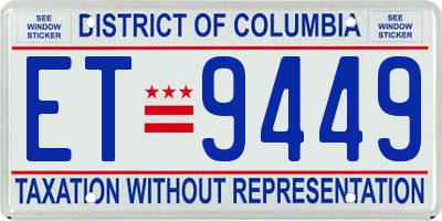 DC license plate ET9449