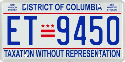 DC license plate ET9450