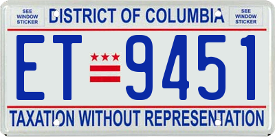 DC license plate ET9451