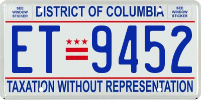 DC license plate ET9452