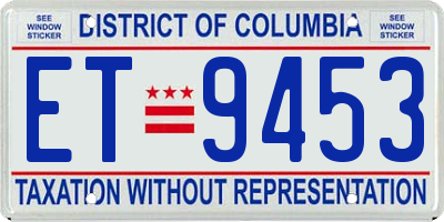 DC license plate ET9453