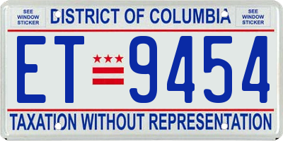 DC license plate ET9454