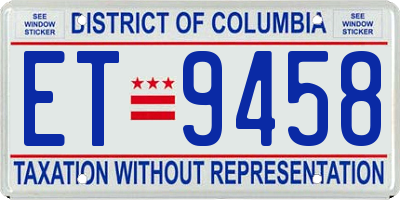 DC license plate ET9458