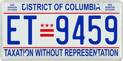 DC license plate ET9459