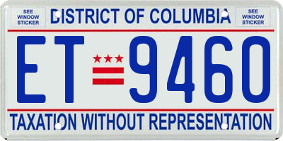 DC license plate ET9460