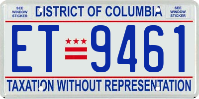 DC license plate ET9461