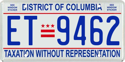 DC license plate ET9462