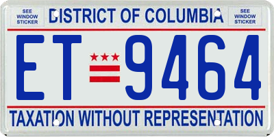 DC license plate ET9464