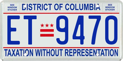 DC license plate ET9470