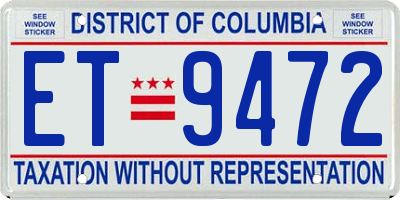DC license plate ET9472