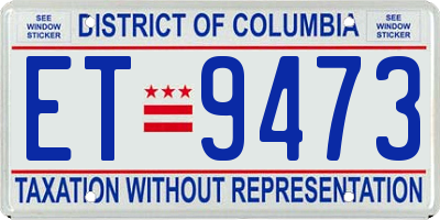 DC license plate ET9473