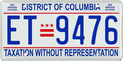 DC license plate ET9476