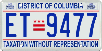DC license plate ET9477