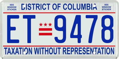 DC license plate ET9478