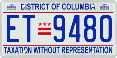DC license plate ET9480