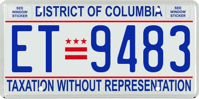 DC license plate ET9483