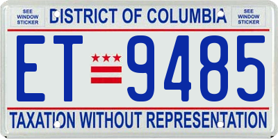 DC license plate ET9485