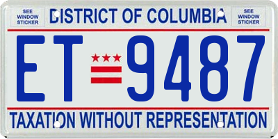 DC license plate ET9487