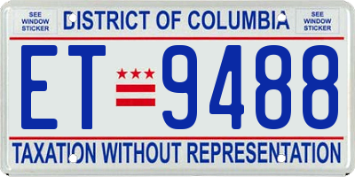 DC license plate ET9488