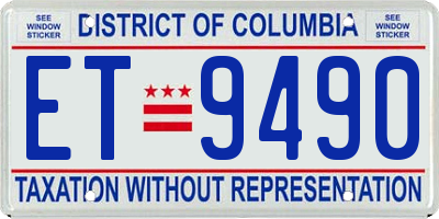 DC license plate ET9490