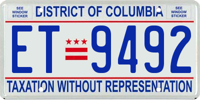DC license plate ET9492