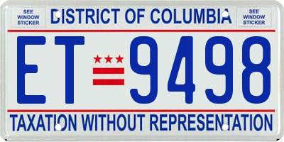 DC license plate ET9498