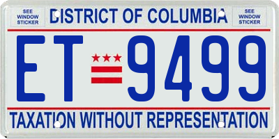 DC license plate ET9499