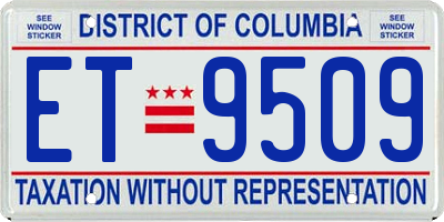 DC license plate ET9509