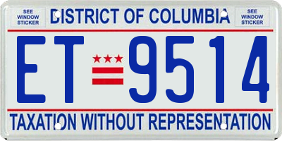 DC license plate ET9514