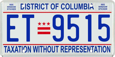 DC license plate ET9515