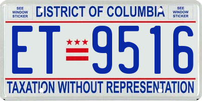DC license plate ET9516