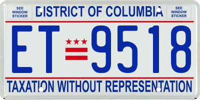 DC license plate ET9518