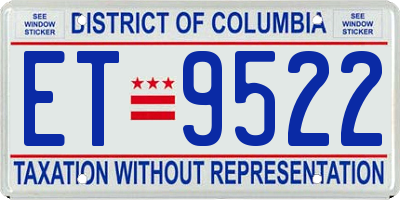 DC license plate ET9522