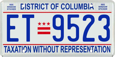 DC license plate ET9523