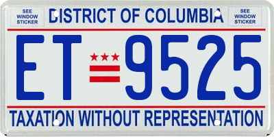 DC license plate ET9525
